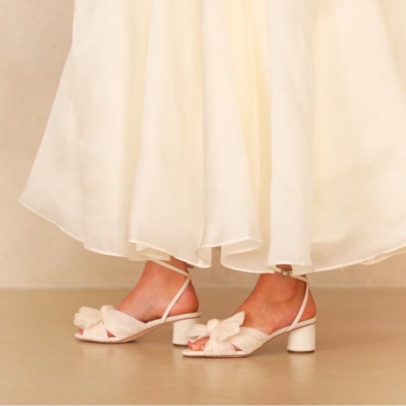 Loeffler Randall Dahlia Pearl Pleated Bow Heel Size 8 NEW - Picture 1 of 15